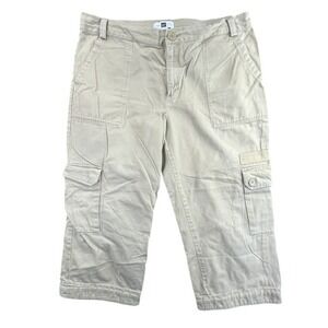 Gap Pants Womens 14 Beige Cargo Capri Khaki Cotton Utility Crop Casual